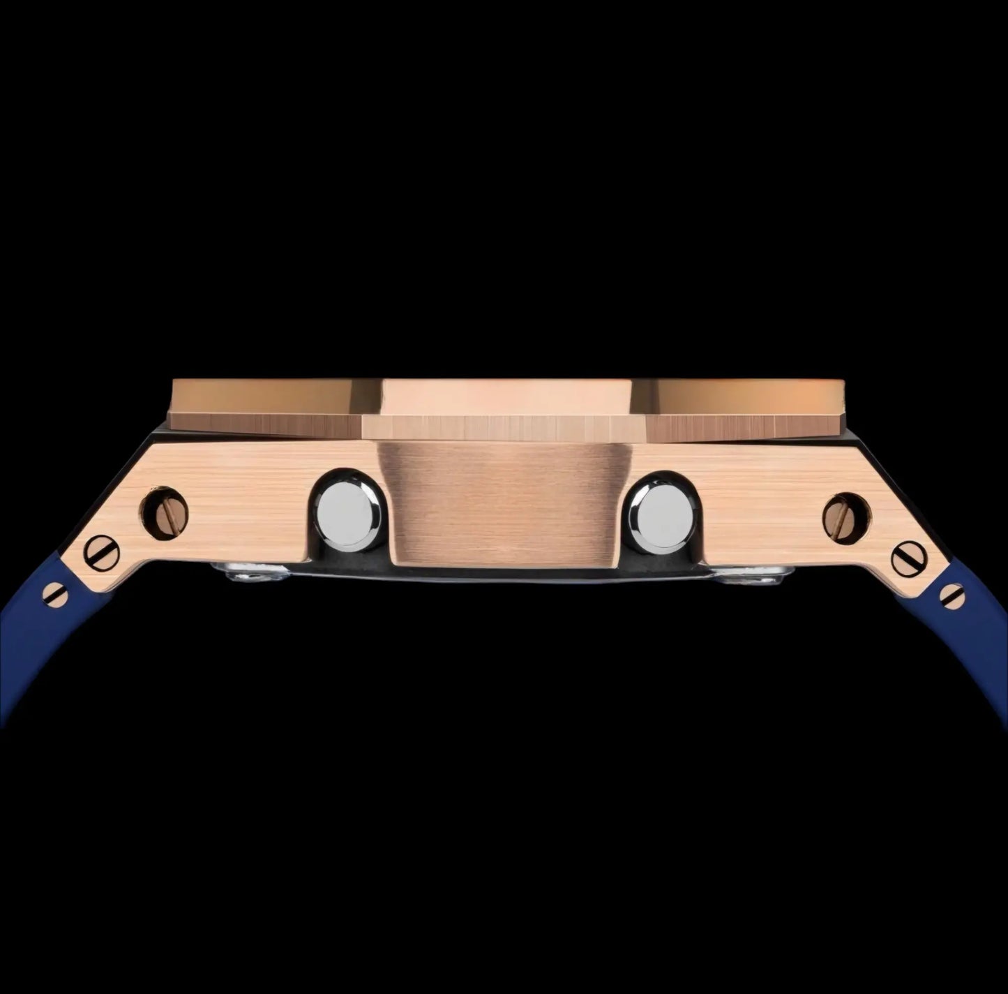 CasiOak Or Rose Bracelet Strap Navy Cadran Bleu Baguettes Agent