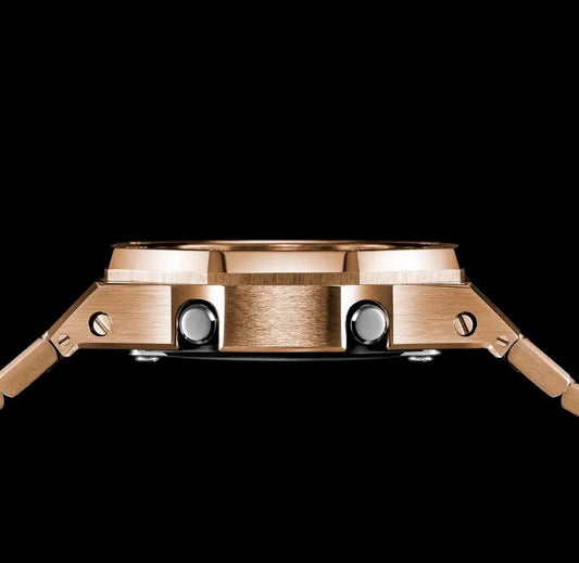 CasiOak Or Rose Bracelet Or Rose Cadran Vert Forêt Baguettes Or Rose