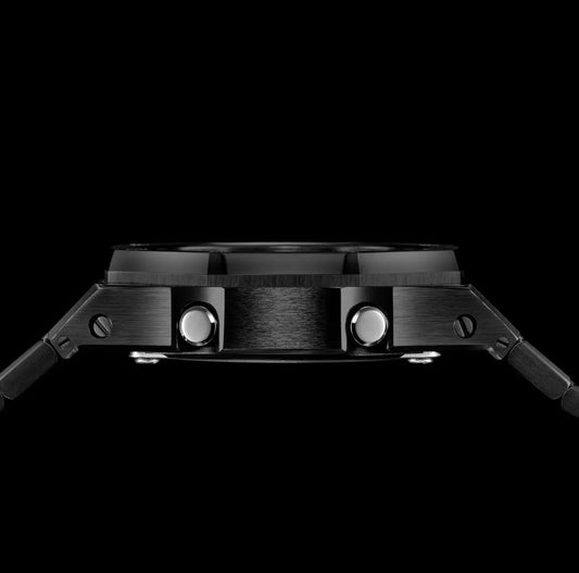 CasiOak Noir Bracelet Noir Cadran Vert Baguettes Argent