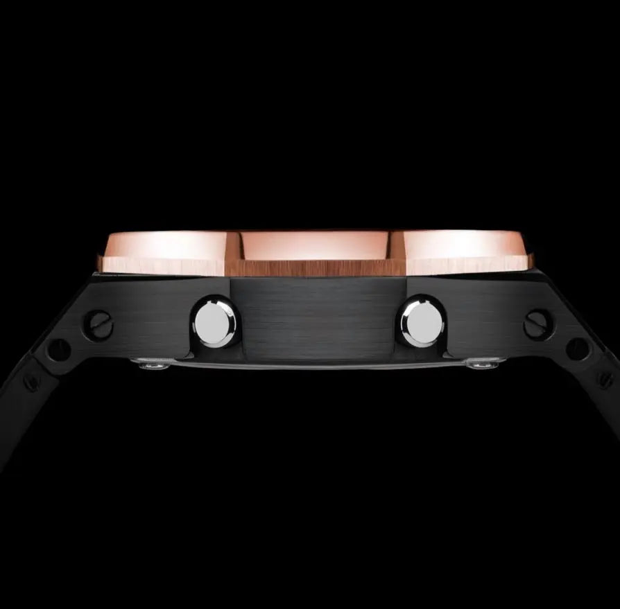 CasiOak Noir Bracelet Strap Noir Baguettes Grises
