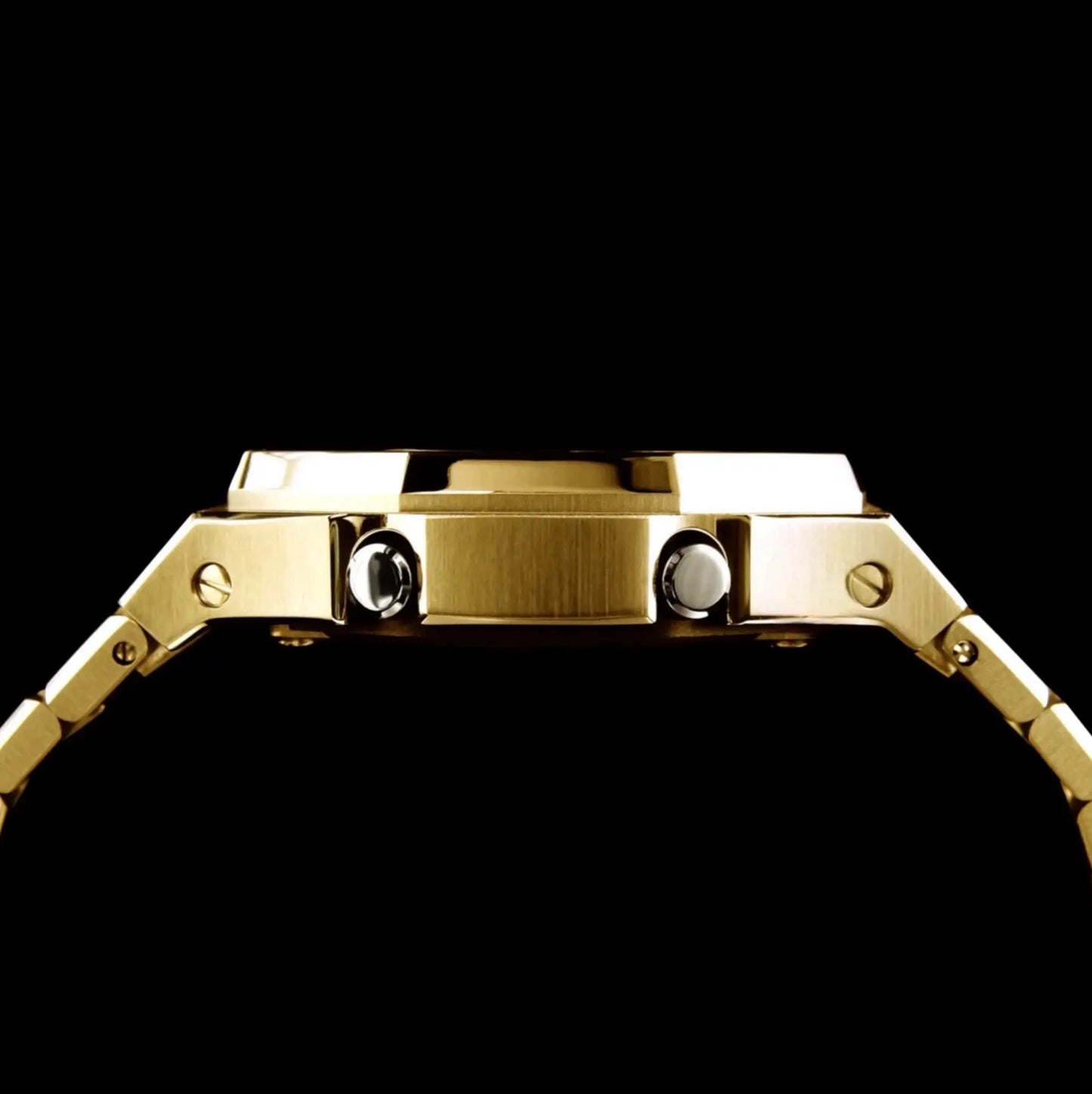 CasiOak Or Bracelet Or Cadran Noir Baguettes Or Métallique