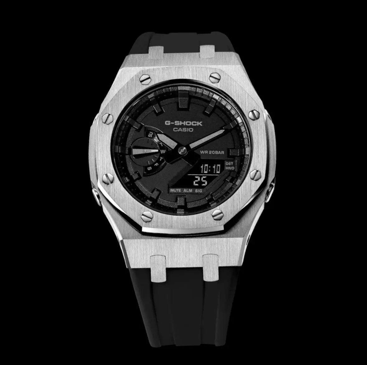 CasiOak Argent Bracelet Strap Noir Cadran Noir