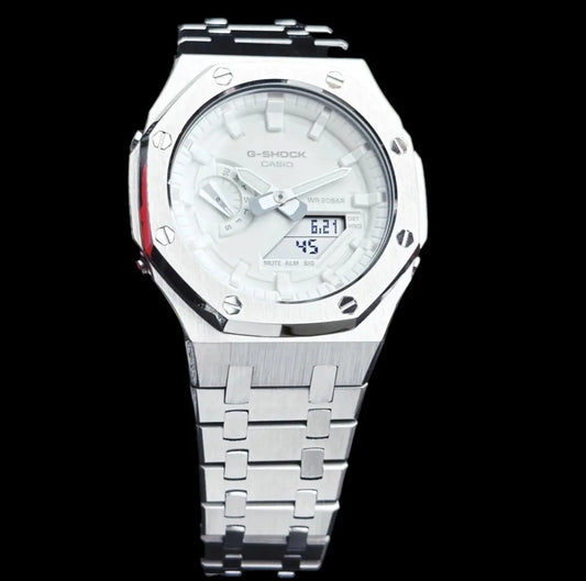 CasiOak Argent Bracelet Argent Cadran Blanc