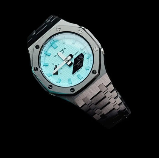 CasiOak Noir Bracelet Noir Cadran Turquoise