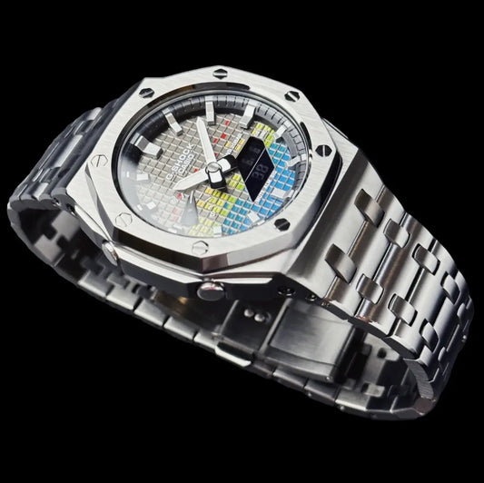 CasiOak Argent Bracelet Argent Cadran Musique