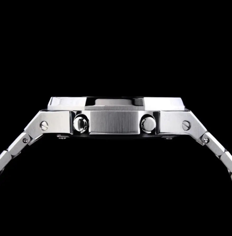 CasiOak Argent Bracelet Argent Cadran Noir Baguettes Rainbow