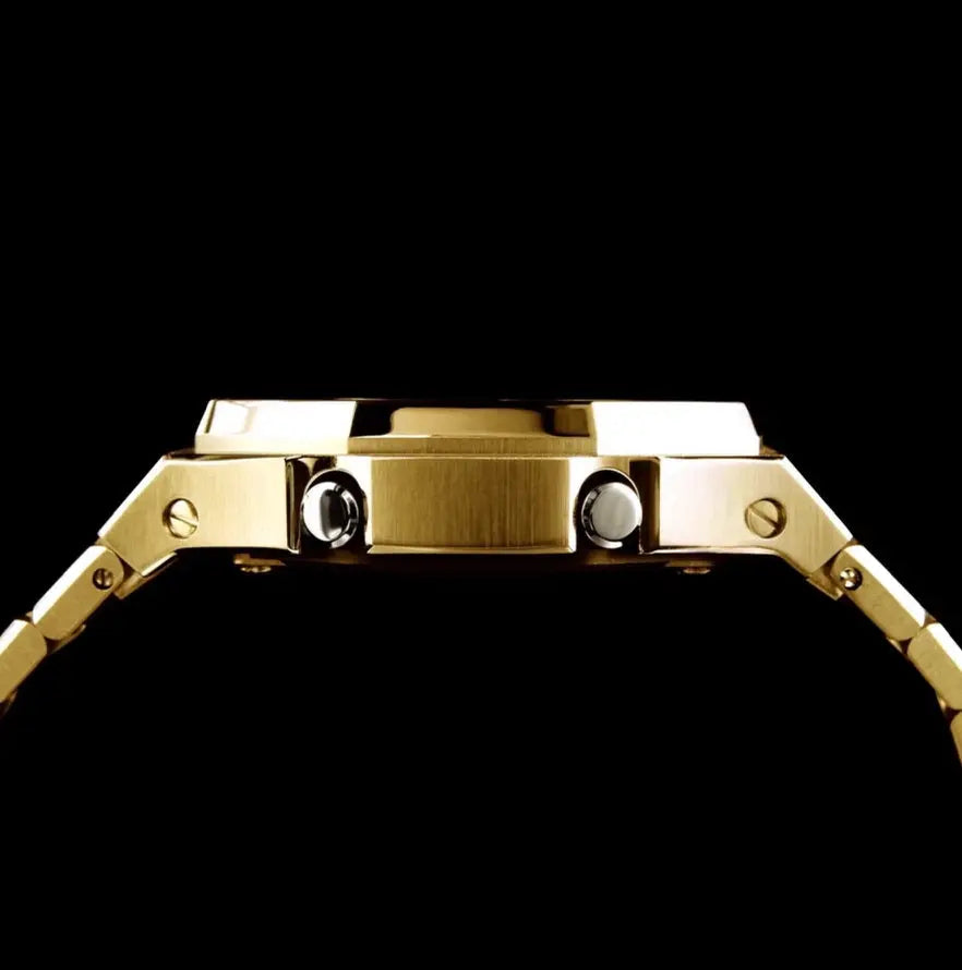 CasiOak Or Bracelet Or Cadran Noir Baguettes Rainbow