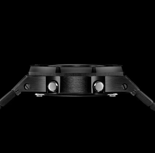 CasiOak Noir Bracelet Noir Cadran Bleu Baguettes Argent