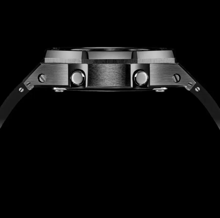 CasiOak Argent Bracelet Strap Noir Cadran Noir Baguettes Argent
