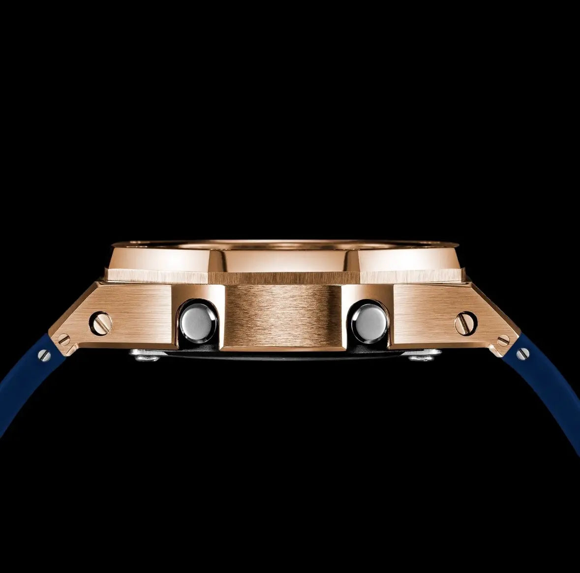 CasiOak Or Rose Bracelet Strap Navy Cadran Navy Baguettes Or Rose