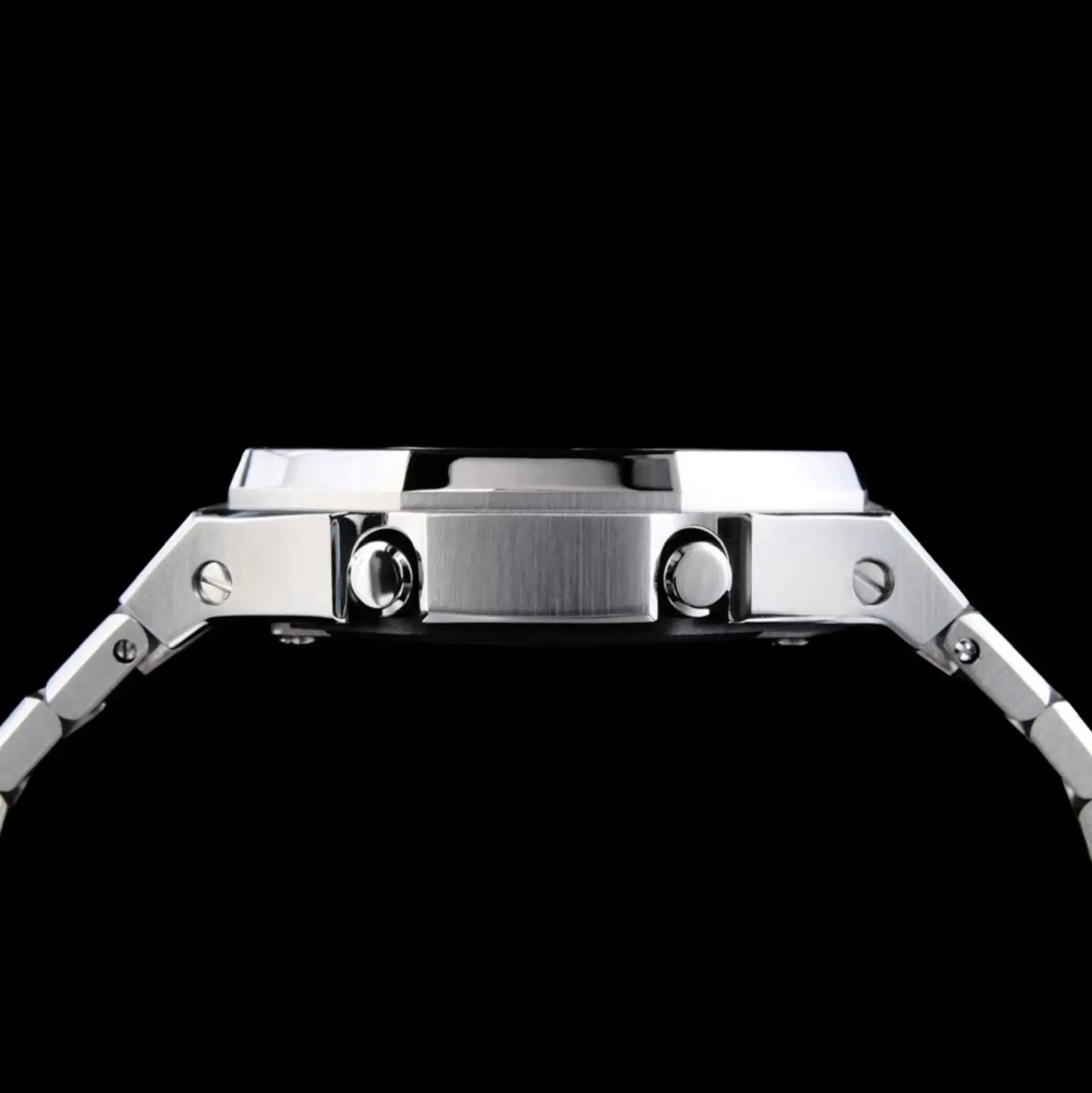 CasiOak Argent Bracelet Argent Cadran Rouge Baguettes Métallique