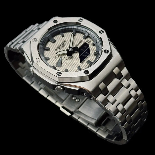 CasiOak Argent Bracelet Argent Cadran Crème