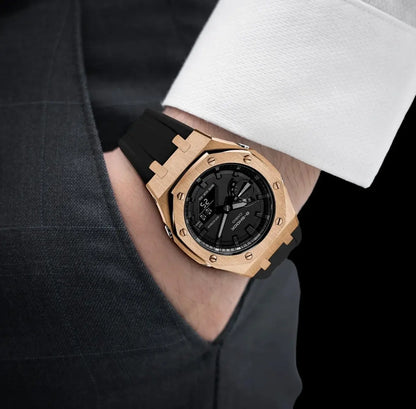 CasiOak Or Rose Bracelet Strap Noir Cadran Noir