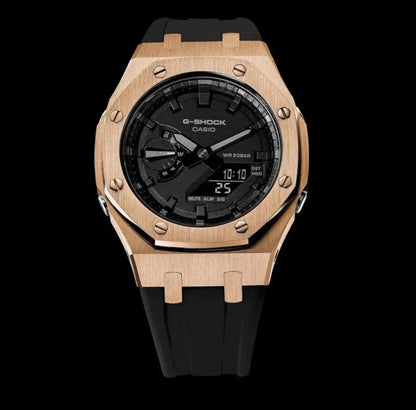 CasiOak Or Rose Bracelet Strap Noir Cadran Noir