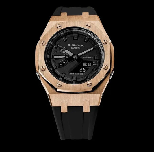 CasiOak Or Rose Bracelet Strap Noir Cadran Noir