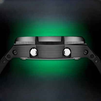 CasiOak Argent Bracelet Strap Noir Cadran Camouflage Baguettes Vertes