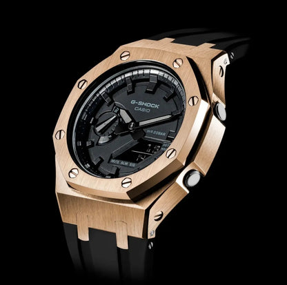 CasiOak Or Rose Bracelet Strap Noir Cadran Noir