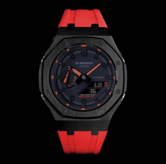CasiOak Noir Bracelet Strap Rouge Cadran Rouge