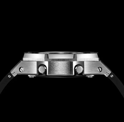 CasiOak Argent Bracelet Strap Noir Cadran Noir Baguettes Argent