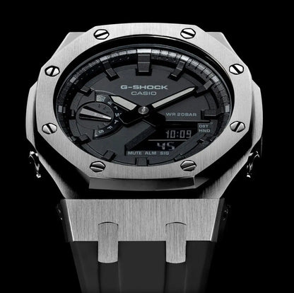 CasiOak Argent Bracelet Strap Noir Cadran Noir