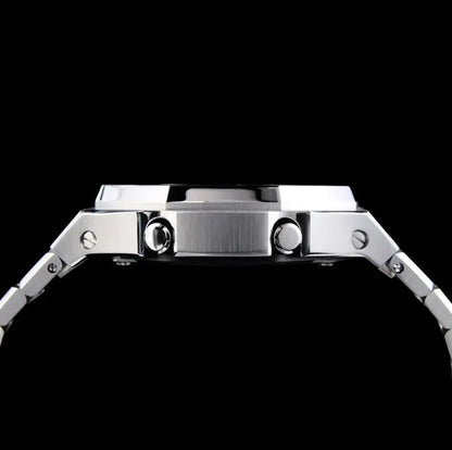 CasiOak Argent Bracelet Argent Cadran Noir Baguettes Argent