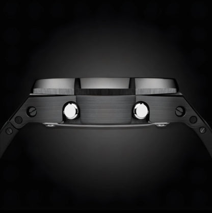 CasiOak Argent Bracelet Strap Noir Cadran Rouge Baguettes Noir
