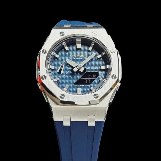 CasiOak Argent Bracelet Strap Navy Cadran Navy