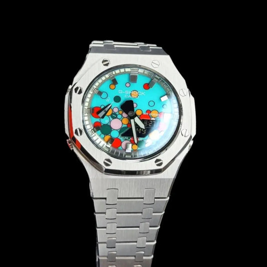CasiOak Argent Bracelet Argent Cadran Turquoise