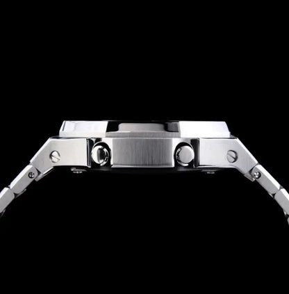 CasiOak Argent Bracelet Argent Cadran Noir Baguettes Rainbow