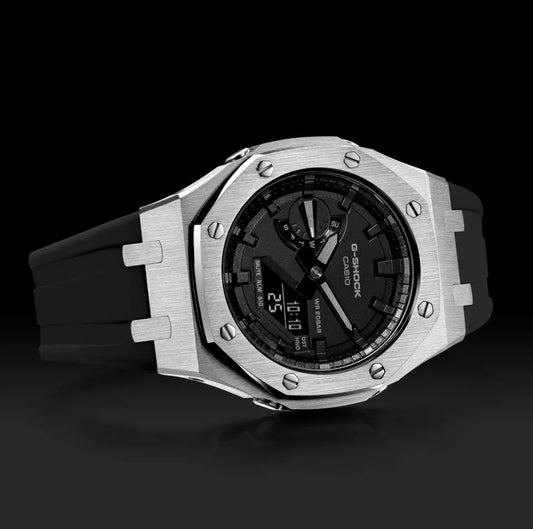 CasiOak Argent Bracelet Strap Noir Cadran Noir